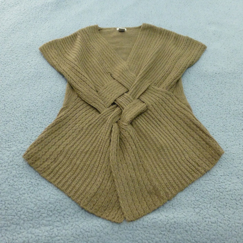 Escio Sweater Vest Womens Large Brown Ribbed Knit Basketweave Crossover Front